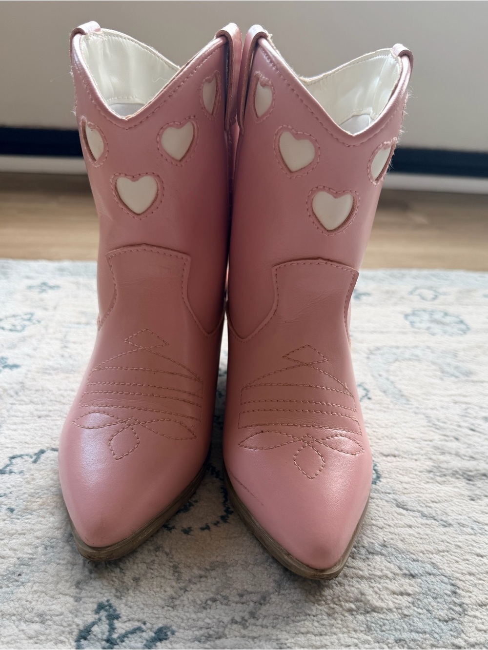 Lola & the Boys Pink Heart Cutout Women's Western Boots